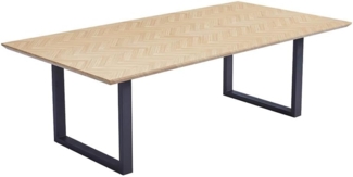 HOME DELUXE Essgruppe Eckig AVENCIA inkl. U-Fuß - 240 x 120 cm Fishbone Oak 6 Stühle