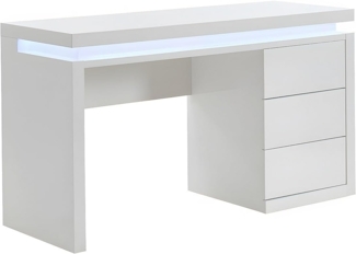 Vente-unique - Schreibtisch mit 3 Schubladen & LED-Beleuchtung - MDF - Weiß - EMERSON