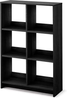 Iris Ohyama Würfel-Bücherregal, offenes Holzregal, Schrank mit 6 Böden, offenes Holzregal, Einfache Montage, modular, Büro, Wohnzimmer, Schule, 27 x 69 x 110, WOS-6, Eiche schwarz