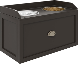 PawHut Futternapf erhöhter Fressnapf mit Schublade, Edelstahl, Braun 60 x 30 x 36 cm