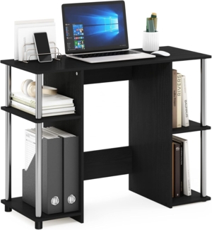 Furinno JAYA Kompakter Computer-Studientisch, Americano, Edelstahlrohre