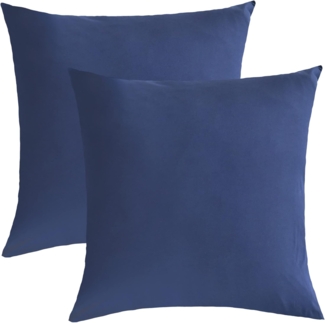NatureMark Kissenbezüge 2er Pack Jersey Kissenbezug Kissenhülle, (2 Stück), Kissenhülle in vielen Größen und Farben (40x40 cm, Navy blau)
