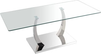 DRW Rechteckiger Couchtisch aus Metall und Glas in transparent und verchromt, 120 x 60 x 45 cm, bunt, estandar
