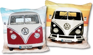 BERONAGE Dekokissen VW Volkswagen Bulli T1 Kissen 089 Beach 40 x 40 cm Kuschelkissen, passend zur Bettwäsche, ideal für Sofa, Couch, Bett, Auto, Camping