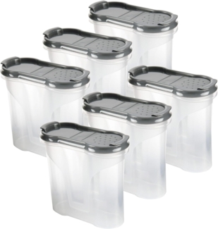 Gewürzdosen 300ml ( 8er Pack - Anthrazit ) Aufbewahrungsboxen für Gewürze - Luftdichte Schüttdose aus BPA freien Kunststoff, Vorratsdose mit Deckel