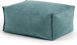 mokebo Pouf Der Ruhestifter (aus Webstoff), Sitzhocker, Bodenkissen, Fußhocker oder Sitzkissen eckig in Petrol