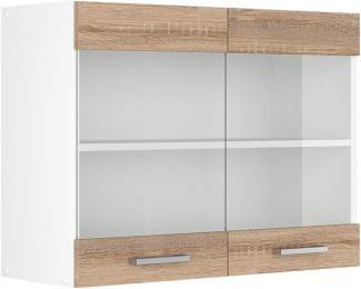 Vicco Küchenschrank R-Line Hängeschrank Unterschrank Küchenzeile Küchenunterschrank Arbeitsplatte, Möbel verfügbar in anthrazit und weiß (Sonoma ohne Arbeitsplatte, Hängeglasschrank 80 cm)