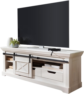 Woodroom TV-Schrank Maribo Kiefer massiv weiß 153 x 57 x 40 cm