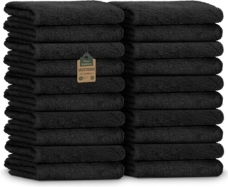 NatureMark 20er Spar-Pack Frottier Gästetücher, 30x50 cm, 100% Baumwolle, Schwarz