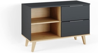 Vicco Wohnzimmermöbel Neptune Kommode Lowboard Sideboard Anthrazit-Buche