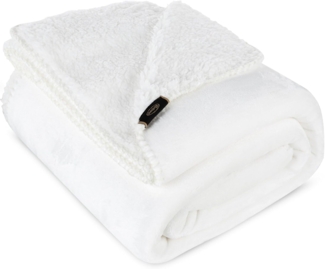 Wohndecke TEDY Teddy-Fleece kuschelige Sofadecke Sesselschoner Extra weich weiß 170x210 cm