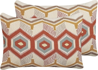 Kissen 2er Set Geometrisches Muster MAJRA Bouclé 40 x 60 cm Bunt