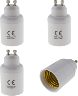 4er Set - GU10 Fassung auf E27 Fassung Lampensockel Adapter; Lampenadapter für LED Halogen und Energiespar Leuchtmittel