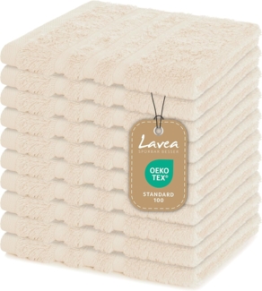 Lavea 10er Set Seiftuch 30x30 cm, Frottierserie Elena, Creme