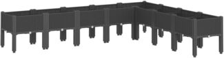 vidaXL Pflanzkasten mit Beinen Schwarz 200x160x42 cm PP 367913