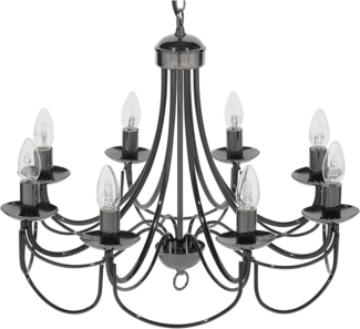 'Teesta' Kronleuchter Schwarz Metall 8-flammig Vintage Glamour Stil