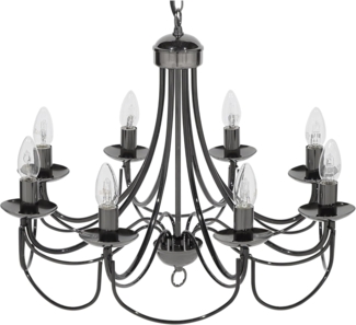 'Teesta' Kronleuchter Schwarz Metall 8-flammig Vintage Glamour Stil