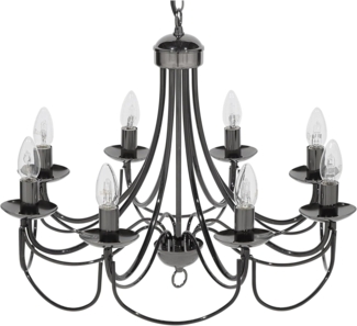 'Teesta' Kronleuchter Schwarz Metall 8-flammig Vintage Glamour Stil