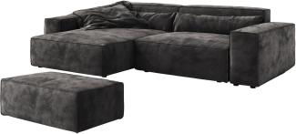 Ecksofa Sirpio XL 270x170 cm Mikrofaser Schwarz Recamiere variabel mit Hocker