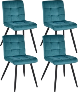 Duhome 4er Set Esszimmerstuhl aus Stoff Samt Farbauswahl Stuhl Retro Design Polsterstuhl mit Rückenlehne Metallbeine 8043B, Farbe:Petrol, Material:Samt