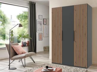 Drehtürenschrank >Andorra< in Graphit / Artisan-Eiche - 150x216x58cm (BxHxT)