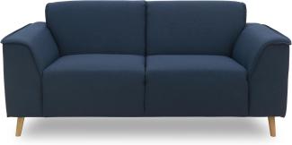 DOMO. collection Sofa Jules FK 2 Sitzer, 2er Couch in skandinavischer Optik, mit Federkernpolsterung, Garniur mit Holzfüßen, 178 x 90 x 81 cm (BxTxH), in dunkelblau