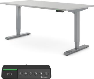 Desktopia Pro X - Elektrisch höhenverstellbarer Schreibtisch / Ergonomischer Tisch mit Memory-Funktion, Grau, Gestell Grau, 180x80 cm