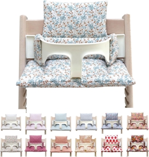 Blausberg Baby, hochwertiges Sitzkissen für Stokke 'Tripp Trapp' Hochstuhl, beschichtet, 2-teilig, Blumenweise Blau