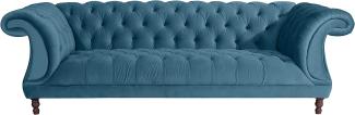 Ivette Sofa 3-Sitzer Samtvelours Petrol Buche Nussbaumfarben