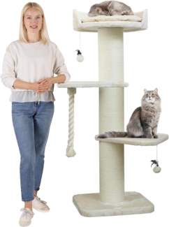 HAPPYPET Premium Kratzbaum Grosse Katzen Stabil 'Freddy' – 150 cm Großer Katzenbaum, Kletterbaum für Maine Coon, Natursisal, 20 cm Dicke Stämme