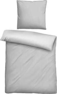 biberna Mako-Satin Bettwäsche 0615211 FEINE STREIFEN, sturmgrau, 1x 155x200 cm + 1x 80x80 cm