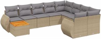 vidaXL 10-tlg. Garten-Sofagarnitur mit Kissen Beige Poly Rattan 3257501