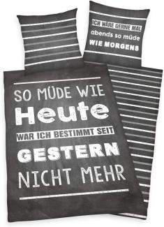 Herding Young Collection Bettwäsche-Set, Wendemotiv mit Spruch, Bettbezug 135x200 cm, Kopfkissenbezug 80x80 cm, Baumwolle/Renforcé