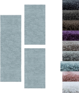 SIMPEX24 Hochflor-Bettumrandung Unicolor - Einfarbig, Höhe 50 mm, (Bett-Set, 3-tlg, Bettvorlage), Schlafzimmer Teppich Bettumrandung Läufer Set 3 teilig