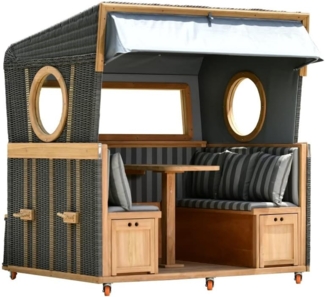Gosch-Lounge Strandkorb 6-Sitzer Teak - PE grau - Modell 537