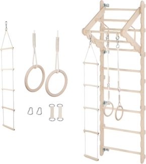 MAMOI® Indoor rung wall for toddlers | Gymnastics rings Children's swing 3 in 1 Multifunction with rope ladder Swing | CE | 100% ECO | Made in EU