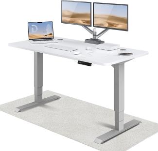 Höhenverstellbarer Schreibtisch - Höhenverstellbar Elektrisch mit Flüsterleisem Dual-Motor & Touchscreen - Hohe Tragfähigkeit - Stehtisch von Desktronic, Grau + Weiß, 160x80 cm