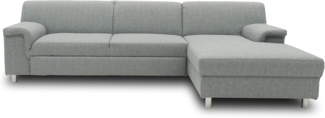 DOMO Collection Junin Ecksofa, Sofa in L-Form mit Schlaffunktion, Couch Polsterecke, Moderne Eckcouch, Silber, 251x150 cm