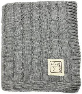 Kaiser 6521823 Cable Knitt - Babydecke Strick 100% Bio Baumwolle (KBA), atmungsaktive Babydecke, Neugeborene für den Sommer, Kinderwagendecke, Babyschalendecke, Fb. Light Grey