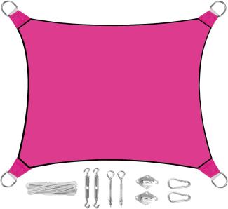 Sonnensegel Rechteckig 4x3m Pink mit Ösenset - Sonnenschutz für Balkon Terrasse