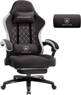 GTPLAYER Gaming-Stuhl Ergonomischer Gaming Sessel Schreibtischstuhl mit Stoffoberfläche (Pacekung), Federsitzkissen mit Fußstütze