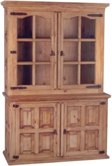 MiaMöbel Mexico Buffet Glas, Massivholz Pinie Landhaus Mexiko Möbel Mexikanisch