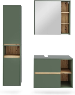 Badmöbel-Set Viola Grün/Artisan 3 Teile Vicco