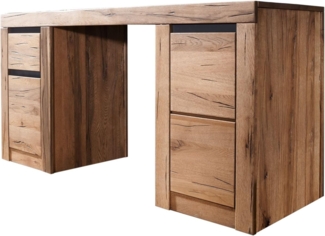 Massivmoebel24 Schreibtisch MONTREUX (Schreibtisch Wild-/Zerreiche 150 x 50 x 75 natur geölt MONTREUX #119)