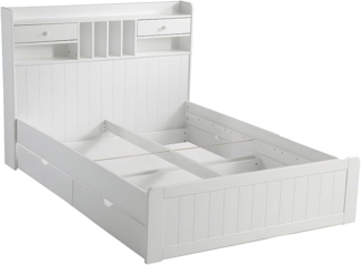 Vente-unique - Bett mit Stauraum & Schubladen - 140 x 190 cm - Weiß - MEDERICK
