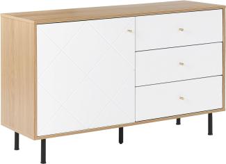 Sideboard weiß / heller Holzfarbton 3 Schubladen PALMER