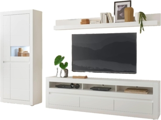 Wohnwand Derby in weiß matt und Eiche 312 cm