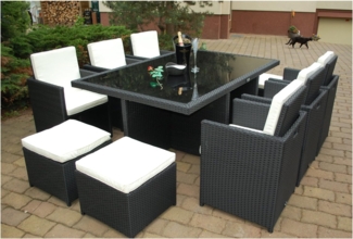 Ragnarök Möbel-Design Garten-Essgruppe Heimdall Esstisch Set 6+4, (Set, Polyrattan, Alu), Würfelsystem
