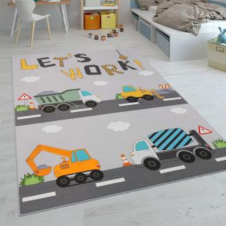 Paco Home Kinderteppich Teppich Kinderzimmer Spielteppich Junge Mädchen Modern rutschfest, Grösse:200x290 cm, Farbe:Grau 2