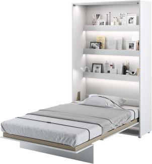 MEBLINI Schrankbett Bed Concept - BC-02 - 120x200cm Vertikal - Weiß Hochglanz/Weiß - Wandbett mit Lattenrost - Klappbett mit Schrank - Wandklappbett - Murphy Bed - Bettschrank